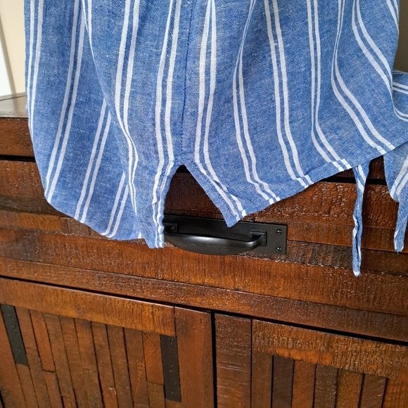 ❤️ NWT Jachs Girlfriend Short Sleeved Linen Blend Blouse XXL Striped Lightwe… - Picture 10 of 14